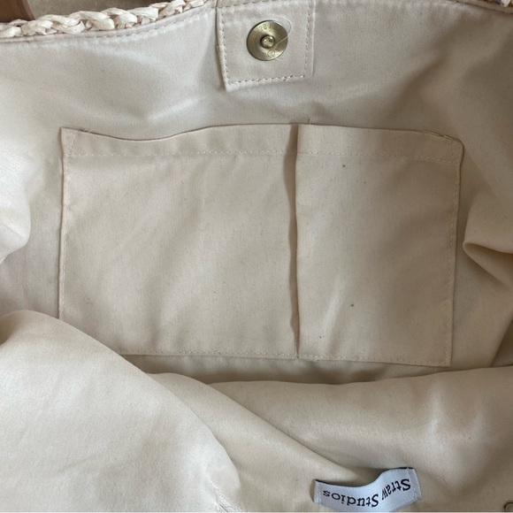 Straw Studios American Flag Patriotic Raffia Straw Tote Beach Vacation Bag - Picture 11 of 16